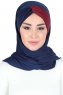 Mikaela - Navy Blau & Bordeaux Baumwolle Praktisch Hijab
