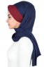 Mikaela - Navy Blau & Bordeaux Baumwolle Praktisch Hijab
