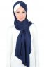 Mikaela - Navy Blau & Creme Baumwolle Praktisch Hijab