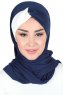 Mikaela - Navy Blau & Creme Baumwolle Praktisch Hijab