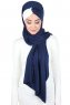 Mikaela - Navy Blau & Creme Baumwolle Praktisch Hijab