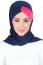 Mikaela - Navy Blau & Fuchsie Baumwolle Praktisch Hijab