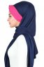 Mikaela - Navy Blau & Fuchsie Baumwolle Praktisch Hijab