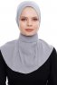 Narin - Hellgrau Praktisch Fertig Crepe Hijab