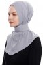 Narin - Hellgrau Praktisch Fertig Crepe Hijab