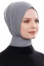 Narin - Dunkelgrau Praktisch Fertig Crepe Hijab