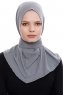 Narin - Dunkelgrau Praktisch Fertig Crepe Hijab