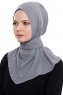 Narin - Dunkelgrau Praktisch Fertig Crepe Hijab