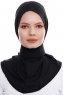Narin - Schwarz Praktisch Fertig Crepe Hijab