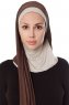 Naz - Braun & Helltaupe Praktisch Fertig Hijab - Ecardin