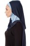 Naz - Navy Blau & Hellblau Praktisch Fertig One Piece Hijab - Ecardin