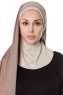 Naz - Dunkeltaupe & Helltaupe Praktisch Fertig Hijab - Ecardin