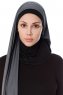 Naz - Dunkelgrau & Schwarz Praktisch Fertig Hijab - Ecardin