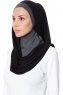 Naz - Schwarz & Dunkelgrau Praktisch Fertig Hijab - Ecardin
