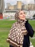 Nona - Braun Gemustert Baumwolle Hijab - Mirach