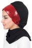 Olga - Schwarz & Rot Praktisch Hijab