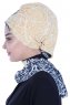 Regina - Navy Blau & Gelb Chiffon Instant Turban