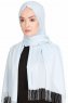 Sinem Ljusblå Chiffon Hijab Med Fransar 4A1404b