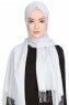 Sinem Ljusgrå Chiffon Hijab Med Fransar 4A1405a