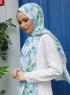 Yumna - Blau Blatt Gemustertes Hijab