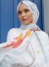 Yumna - Weiß Gemustertes Hijab