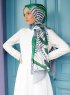 Yumna - Dunkelgrün Gemustertes Hijab