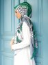 Yumna - Dunkelgrün Gemustertes Hijab