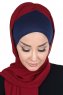 Vera - Navy Blau & Bordeaux Praktisch Chiffon Hijab