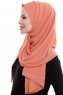 Yara - Lachsfarbe Praktisch Fertig Crepe Hijab