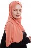 Yara - Lachsfarbe Praktisch Fertig Crepe Hijab