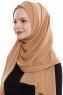 Yara - Leichtes Karamell Praktisch Fertig Crepe Hijab