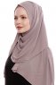 Yara - Dunkeltaupe Praktisch Fertig Crepe Hijab