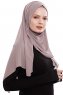 Yara - Dunkeltaupe Praktisch Fertig Crepe Hijab
