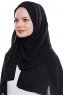 Yara - Schwarz Praktisch Fertig Crepe Hijab