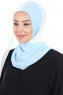 Ylva - Creme & Hellblau Praktisch Chiffon Hijab