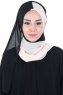 Ylva - Schwarz & Beige Praktisch Chiffon Hijab