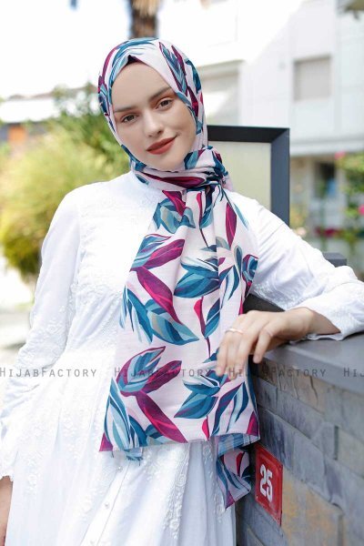 Beyza - Rosa & Blau Gemustertes Hijab - Sal Evi