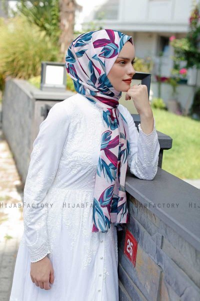 Beyza - Rosa & Blau Gemustertes Hijab - Sal Evi