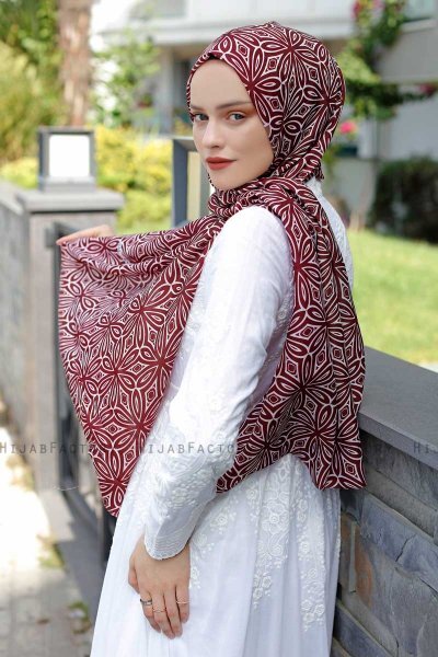 Beyza - Rosa & Blau Gemustertes Hijab - Sal Evi