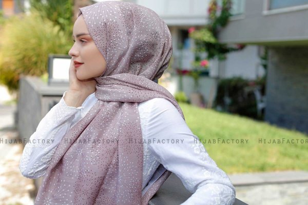 Akay - Taupe Gemustertes Hijab - Sal Evi