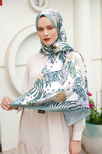 Ananas Gemusterter Twill Hijab - Sal Evi