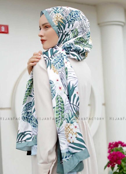 Ananas Gemusterter Twill Hijab - Sal Evi