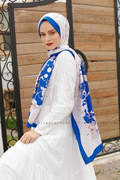 Orchidee Gemusterter Twill Hijab - Sal Evi