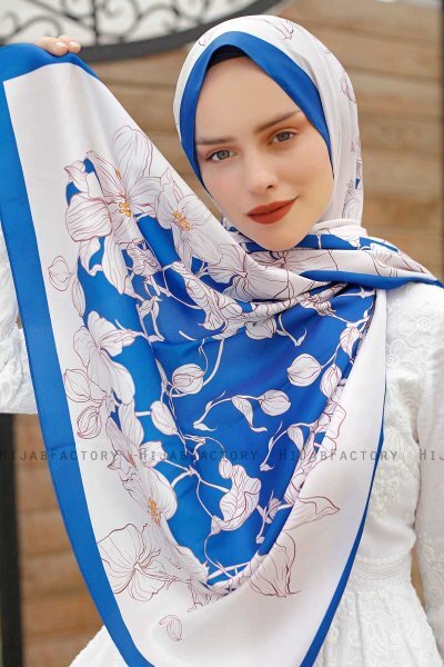 Orchidee Gemusterter Twill Hijab - Sal Evi