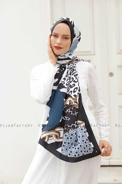 Kette Gemusterter Twill Hijab - Sal Evi