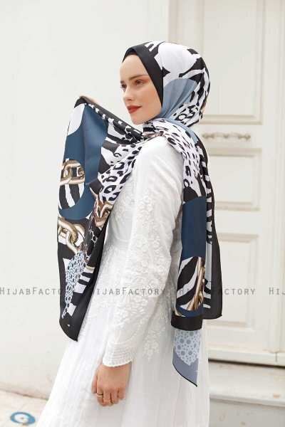 Kette Gemusterter Twill Hijab - Sal Evi