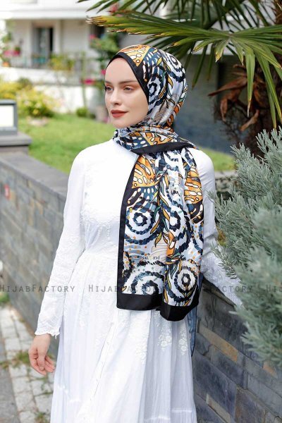 Palme Gemusterter Twill Hijab - Sal Evi