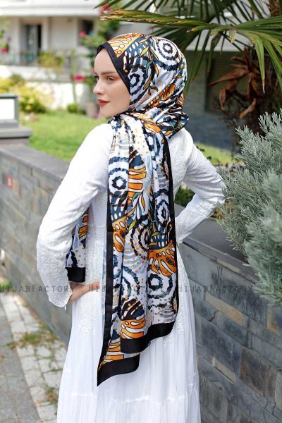 Palme Gemusterter Twill Hijab - Sal Evi