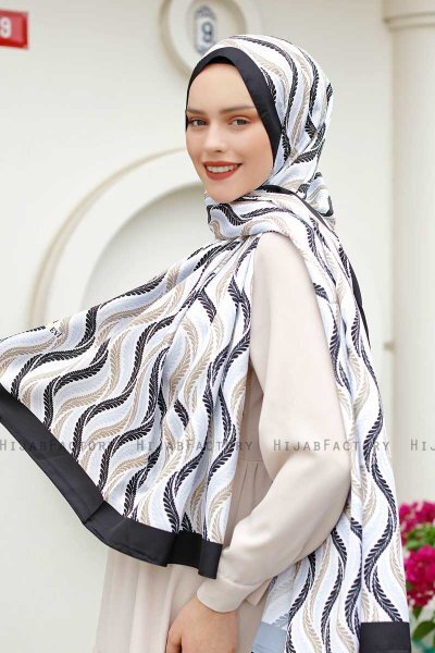 Wellen Gemusterter Twill Hijab - Sal Evi