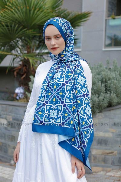 Spring Gemusterter Twill Hijab - Sal Evi
